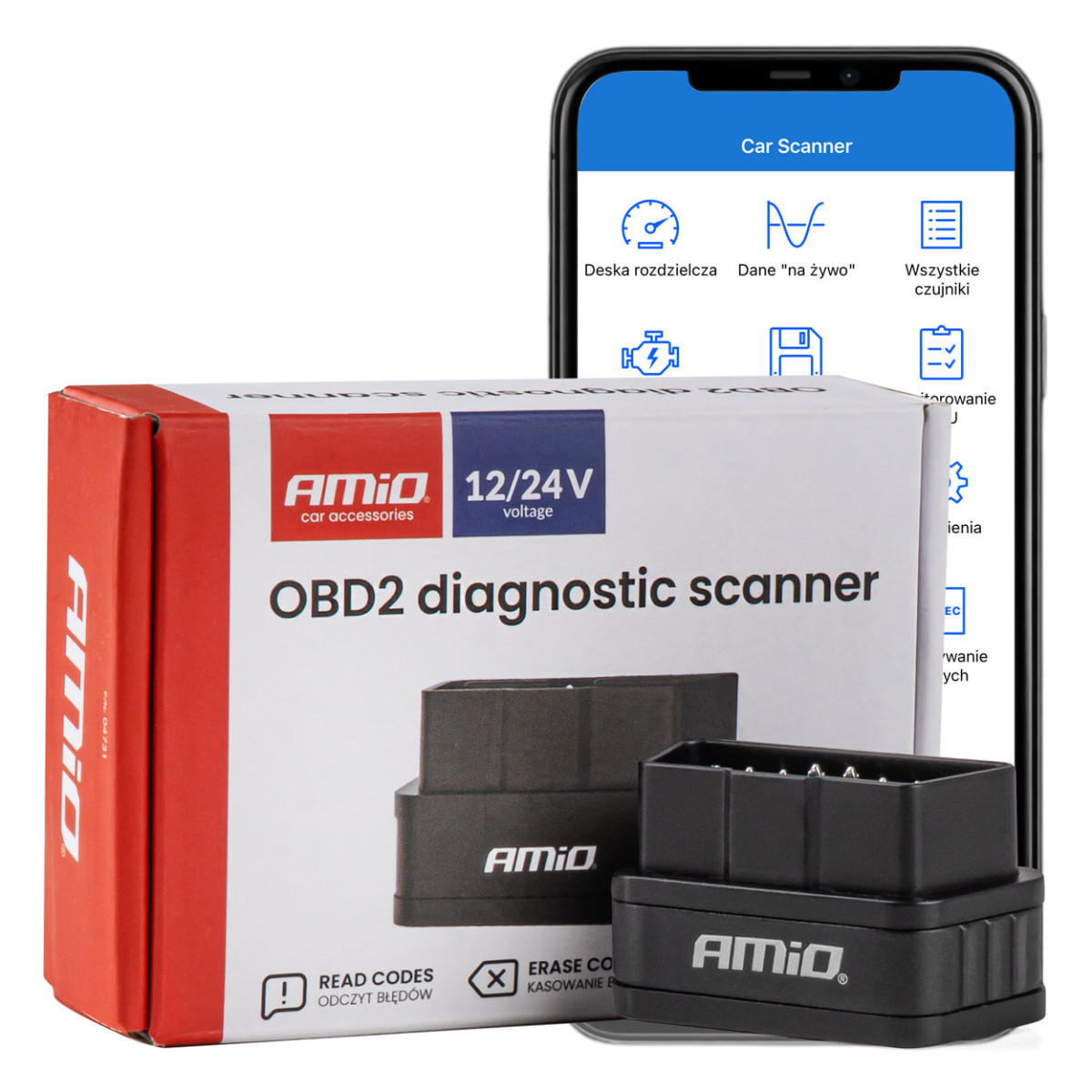 OBD2 BT PIC25K80 DC24K Diagnostic Scanner AMIO-04731