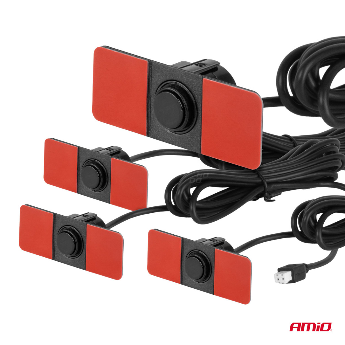 Parking assistance system LED, 4 black sensors, internal mounting 16.5 mm AMIO-02255