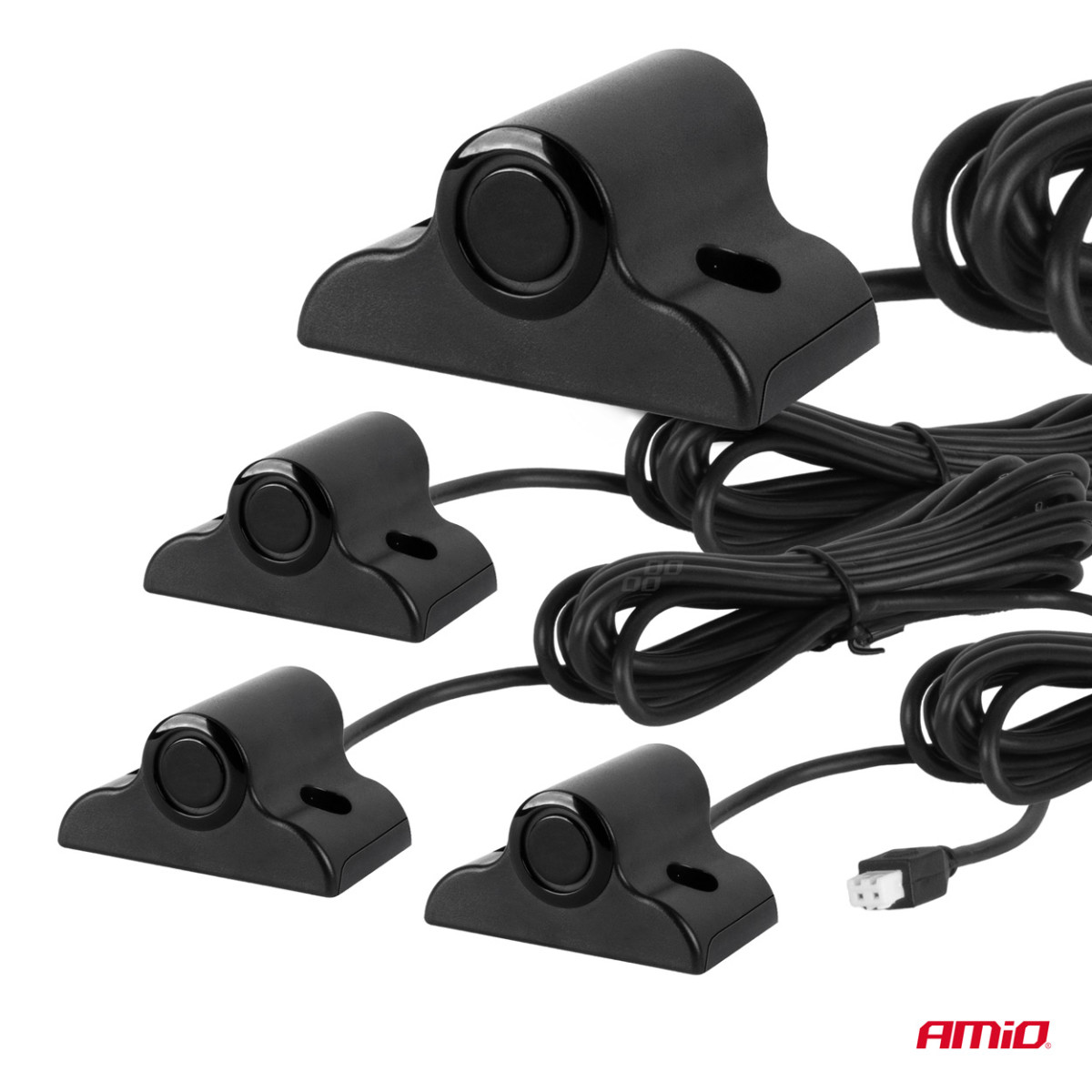 Parking assistance system LED-GRAF, 4 black sensors 19 mm, for trucks AMIO-02280