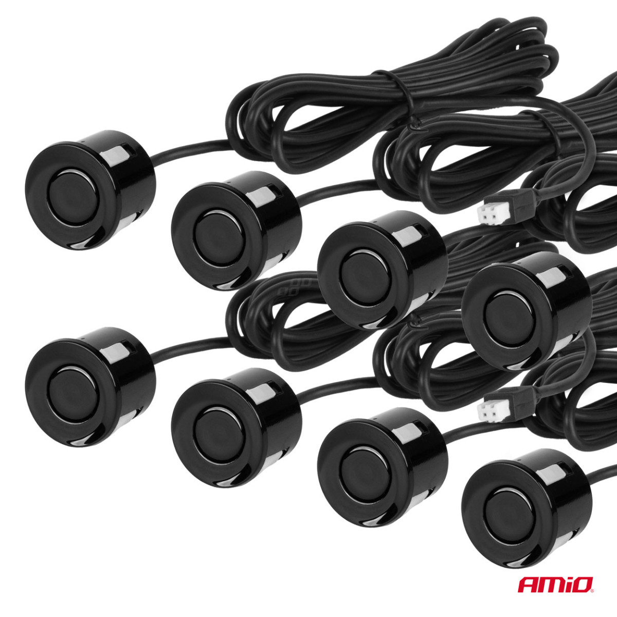 Parking assistance system with sound signal, 8 black sensors 22 mm AMIO-01575