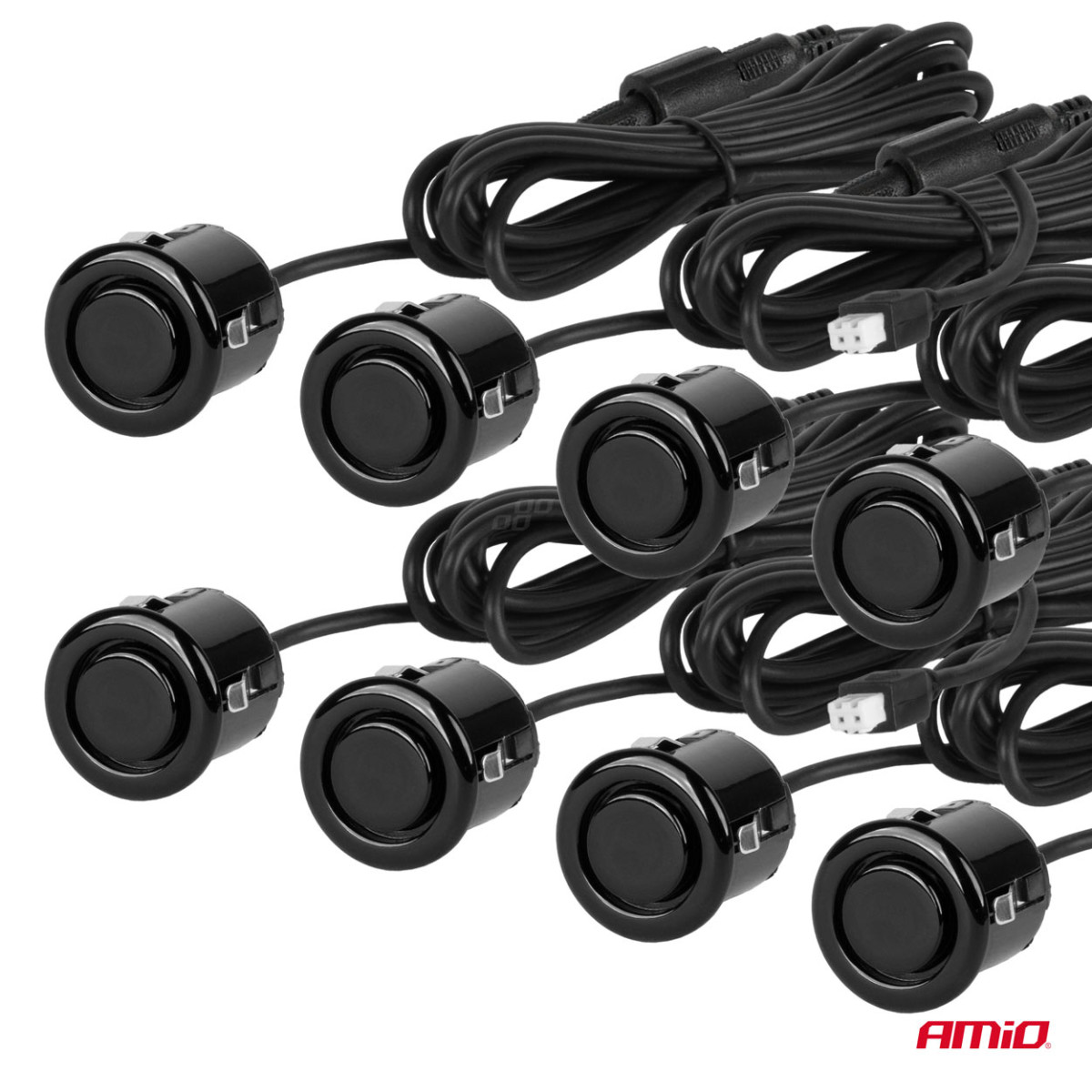 Parking assistance system with sound signal, 8 black sensors GOLD 18mm AMIO-01604