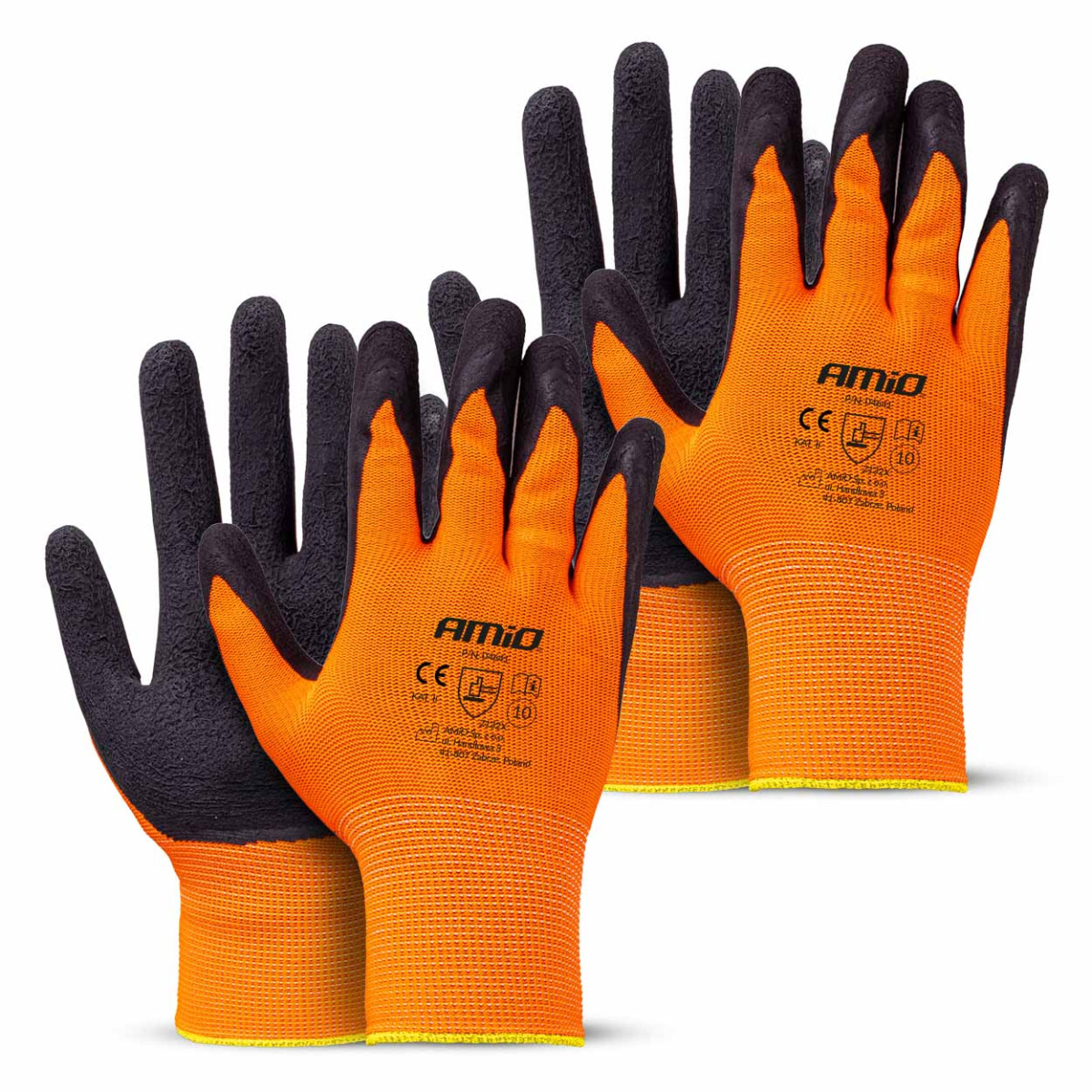 Protective polyester gloves with latex foam coating, size 10, 2 pairs (4 pcs.), 2132X, AMIO-04641