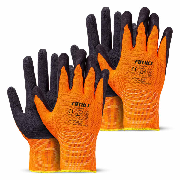Protective polyester gloves with latex foam coating, size 10, 2 pairs (4 pcs.), 2132X, AMIO-04641