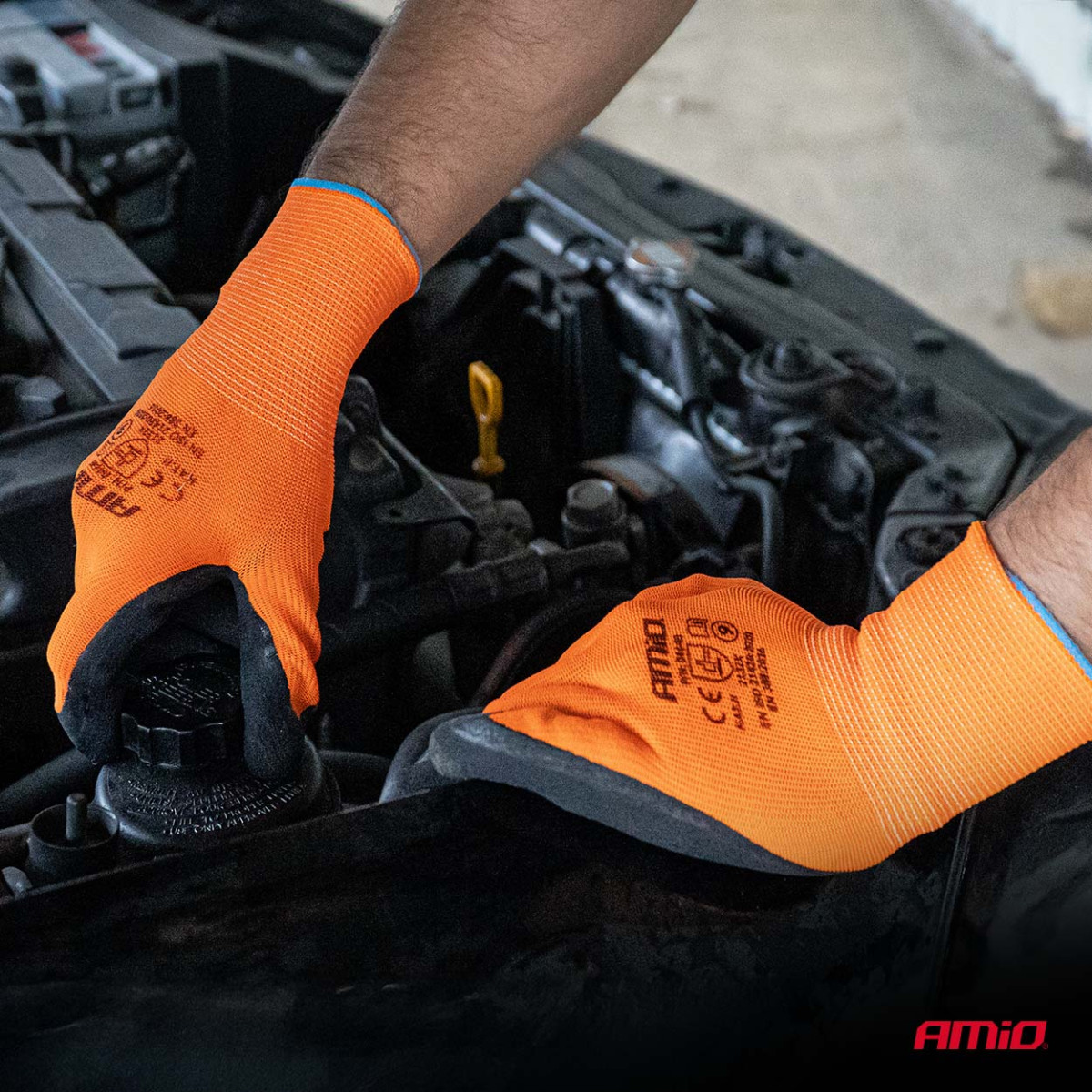 Protective polyester gloves with latex foam coating, size 10, 2 pairs (4 pcs.), 2132X, AMIO-04641