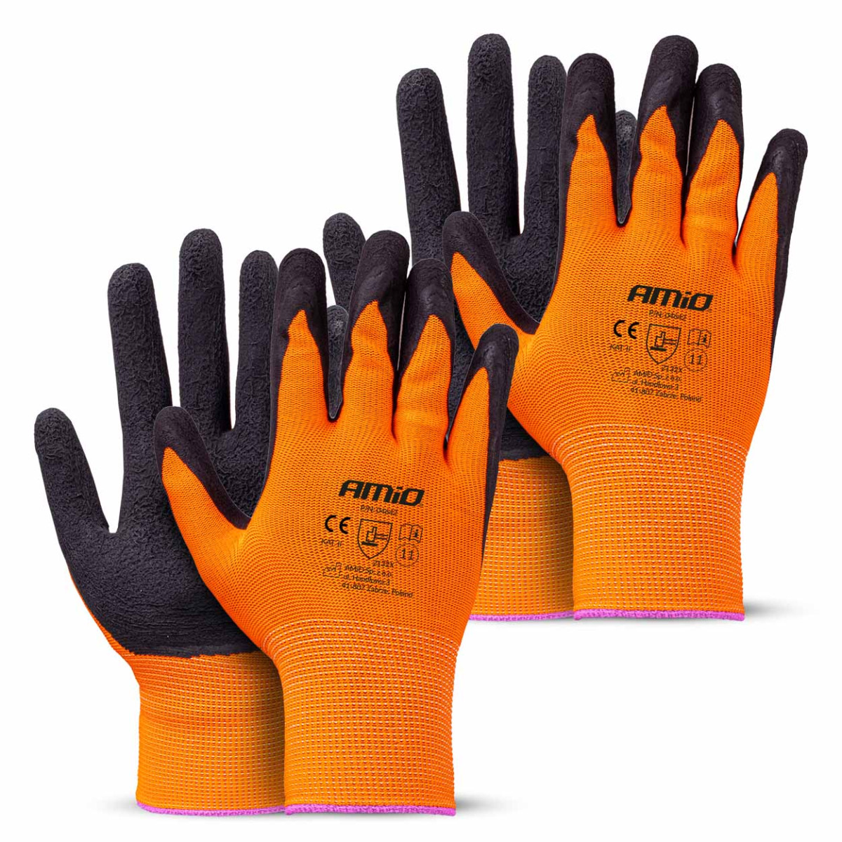Protective polyester gloves with latex foam coating, size 11 (2 pairs, 4 pcs.) AMIO-04642