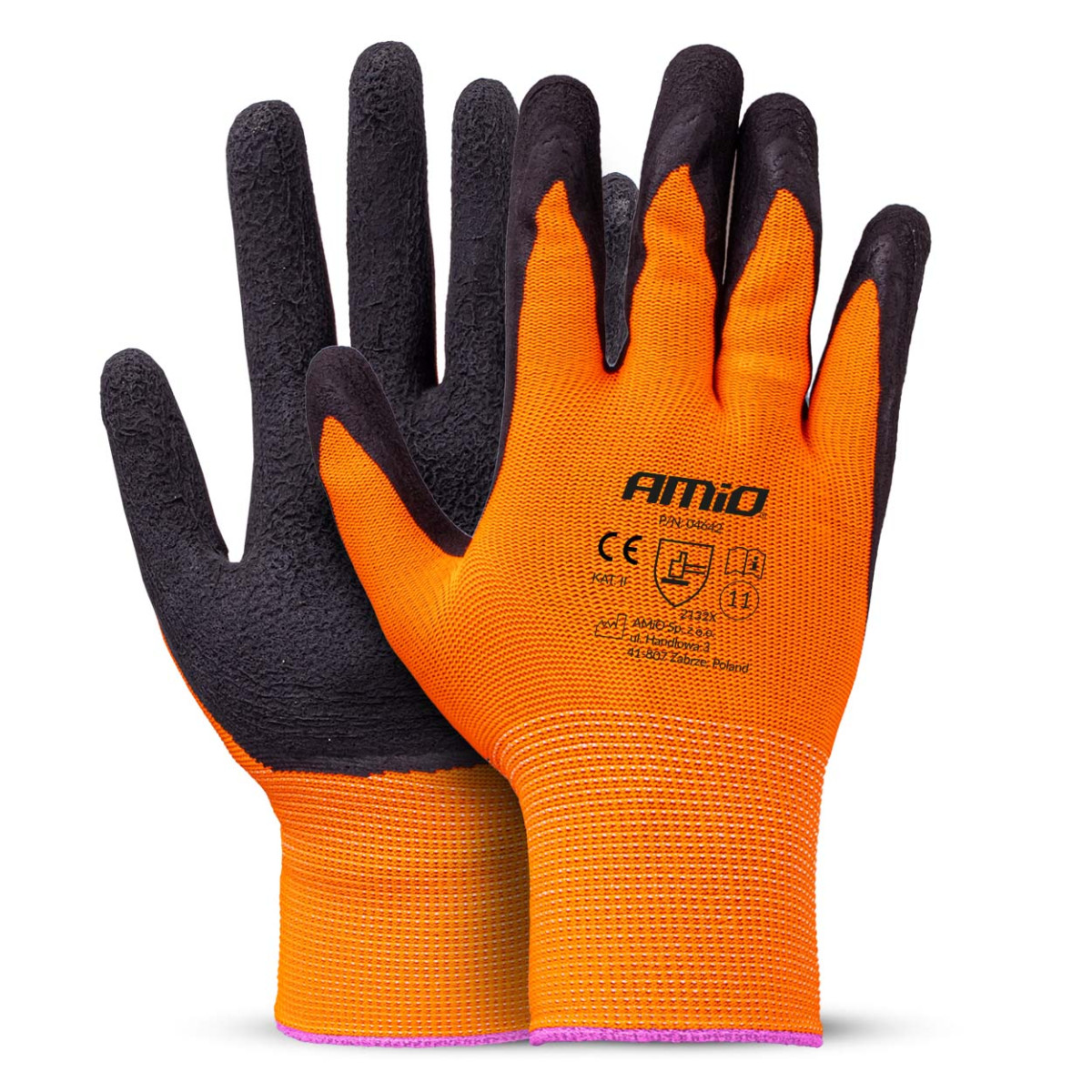 Protective polyester gloves with latex foam coating, size 11 (2 pairs, 4 pcs.) AMIO-04642
