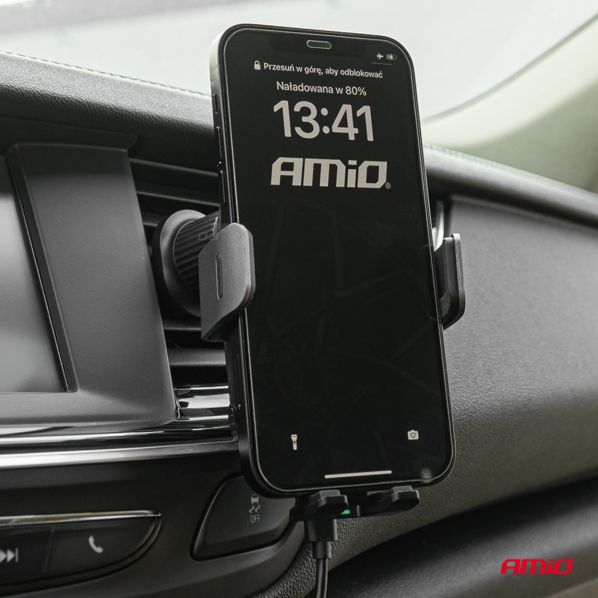 Phone holder with wireless charger 15W AMIO-03778