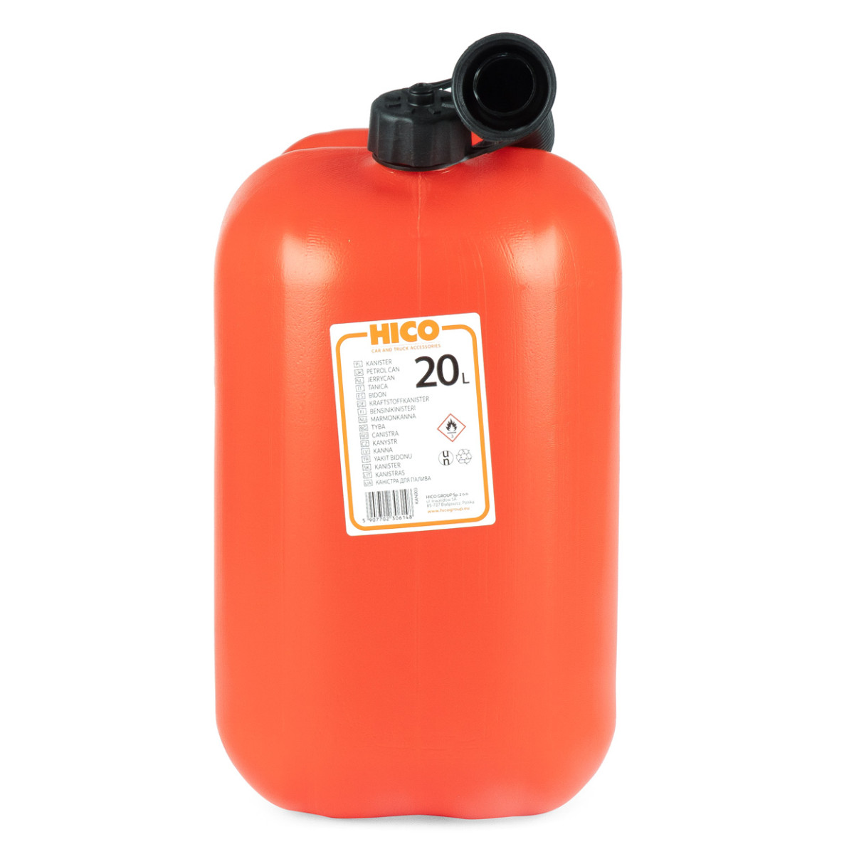 Plastic fuel canister 20 L, red