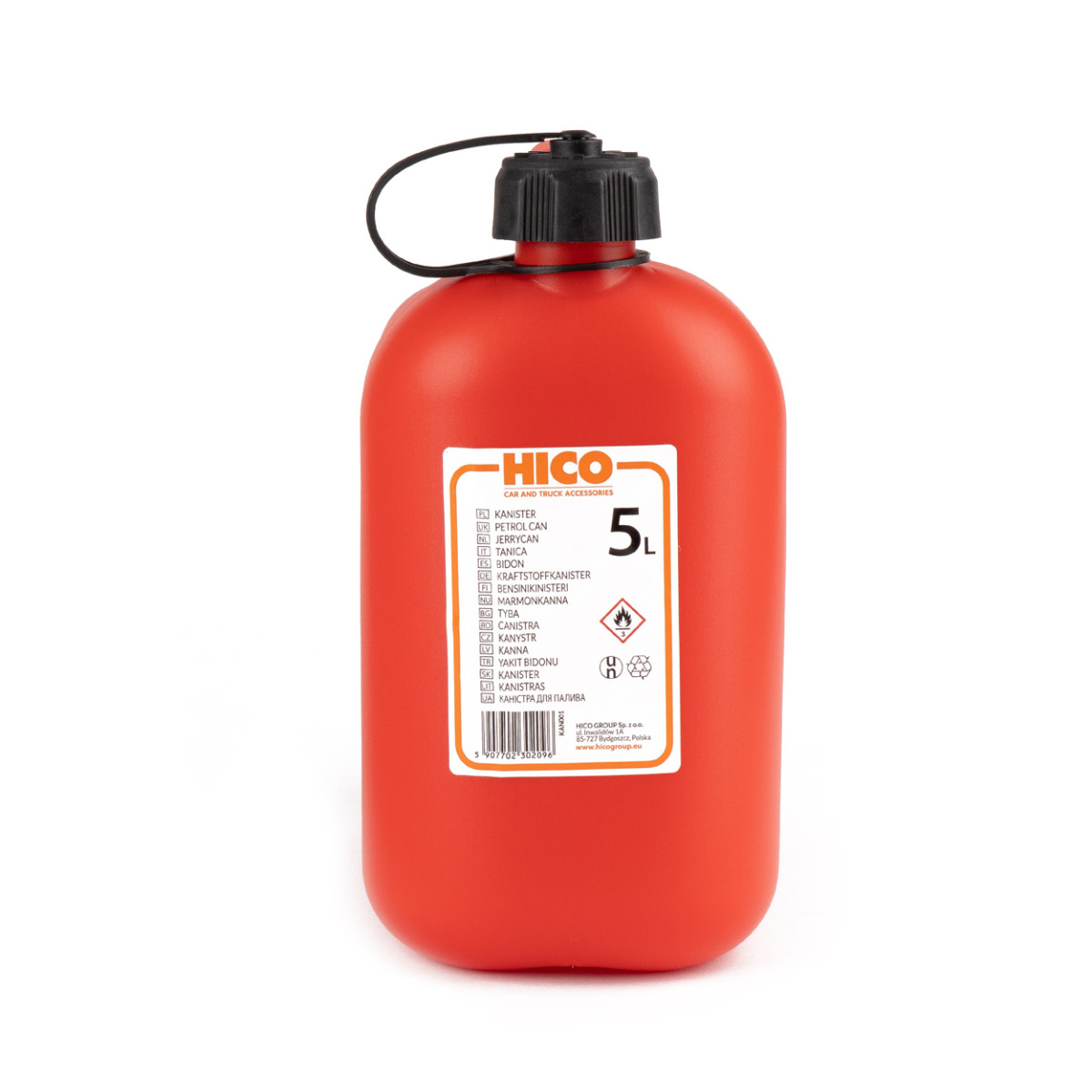 Plastic fuel canister 5 L, red