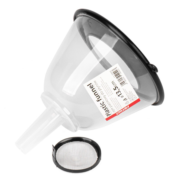 Plastic funnel with lid and filter 13.5 cm, AMIO-04042