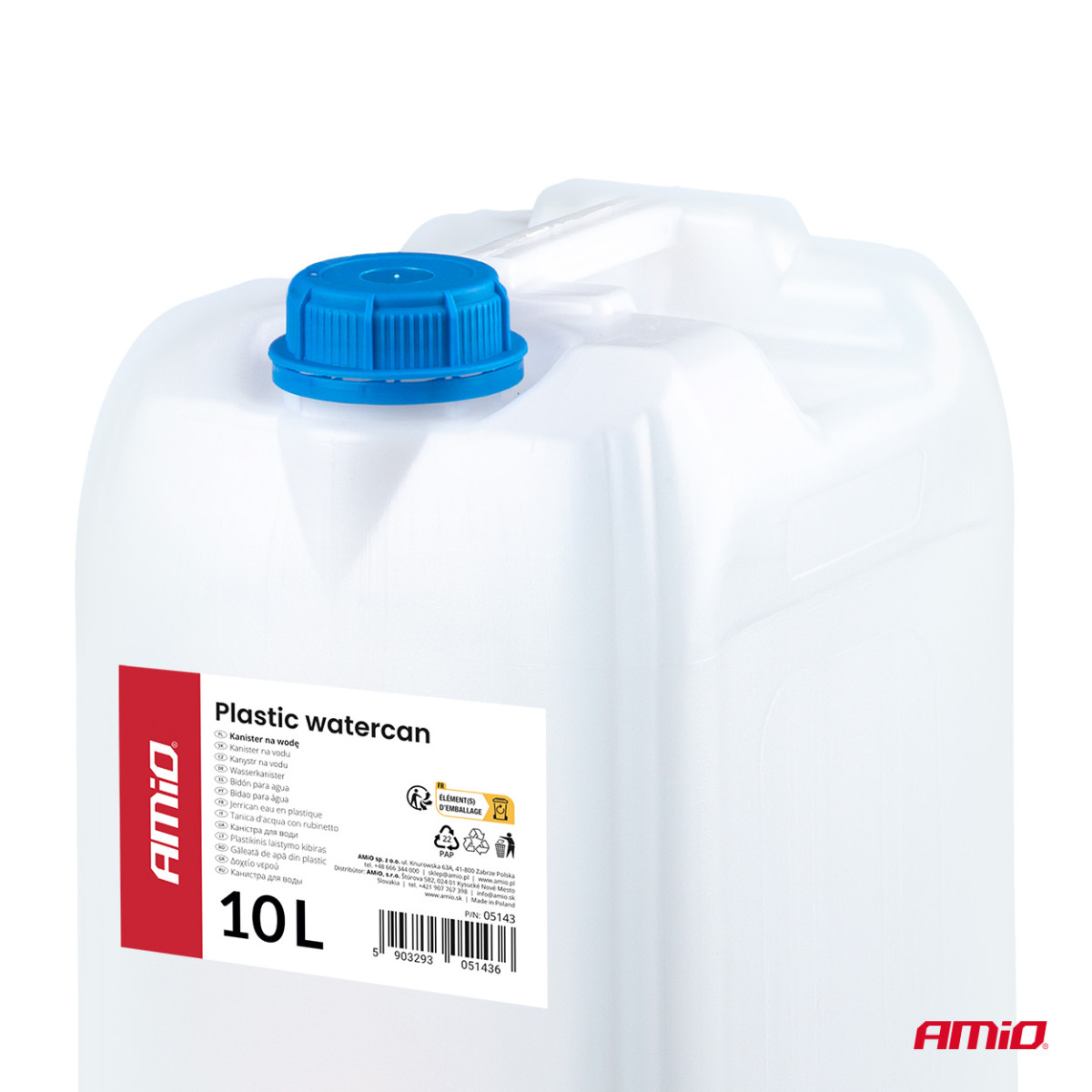 Plastic water tank with tap, 10 l, AMIO-05143