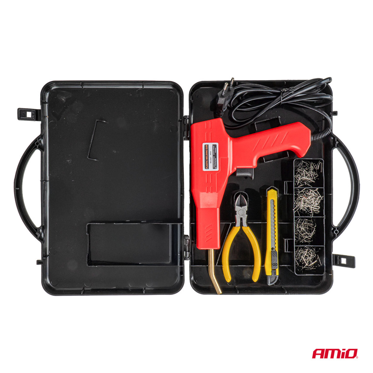 Plastic welding kit with clips, 200 pcs. AMIO-04745