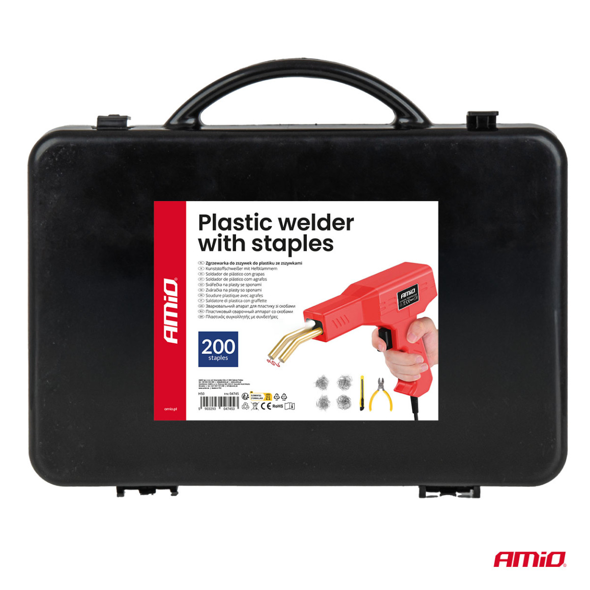 Plastic welding kit with clips, 200 pcs. AMIO-04745