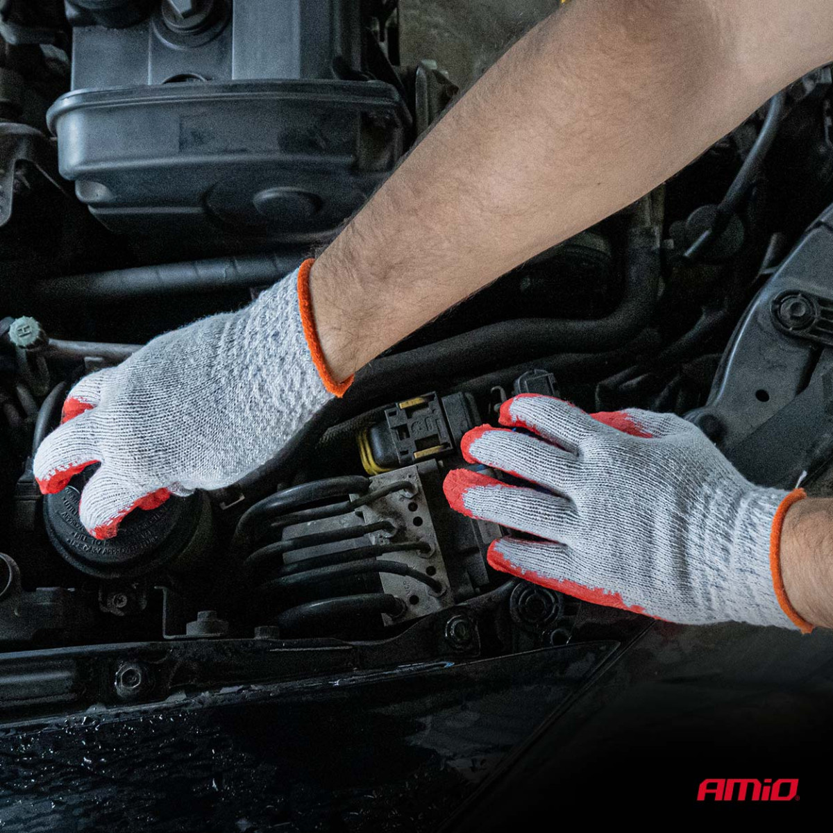 Polyester-cotton work gloves with latex, size 9, 10 pcs., AMIO-04630