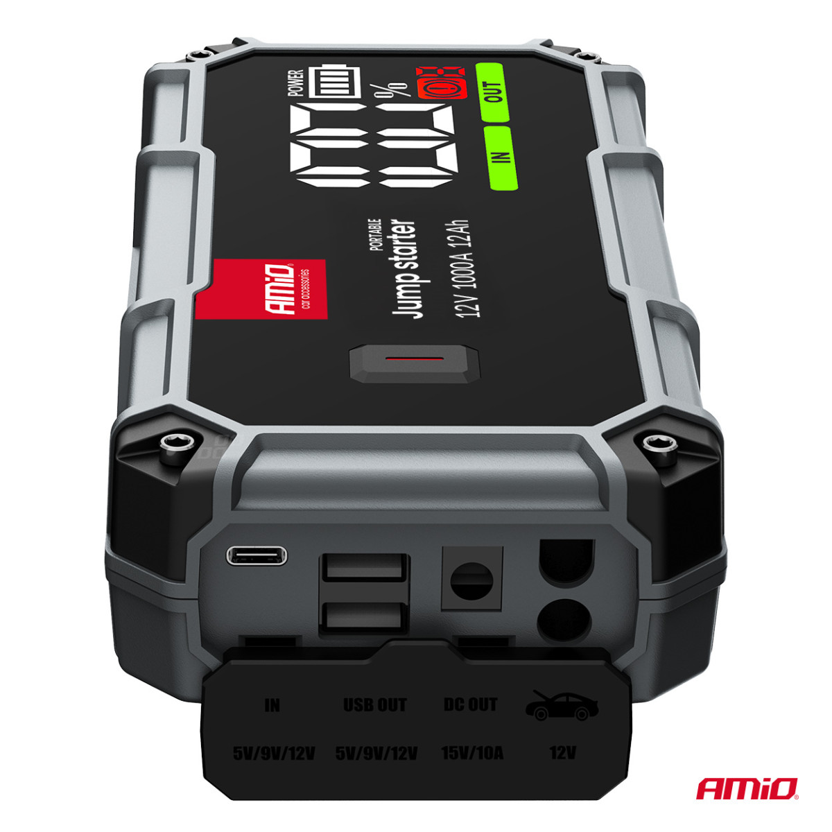 3in1 Car Jump Starter/LED/Powerbank 12V 12Ah 1000A PRO AMIO-04676