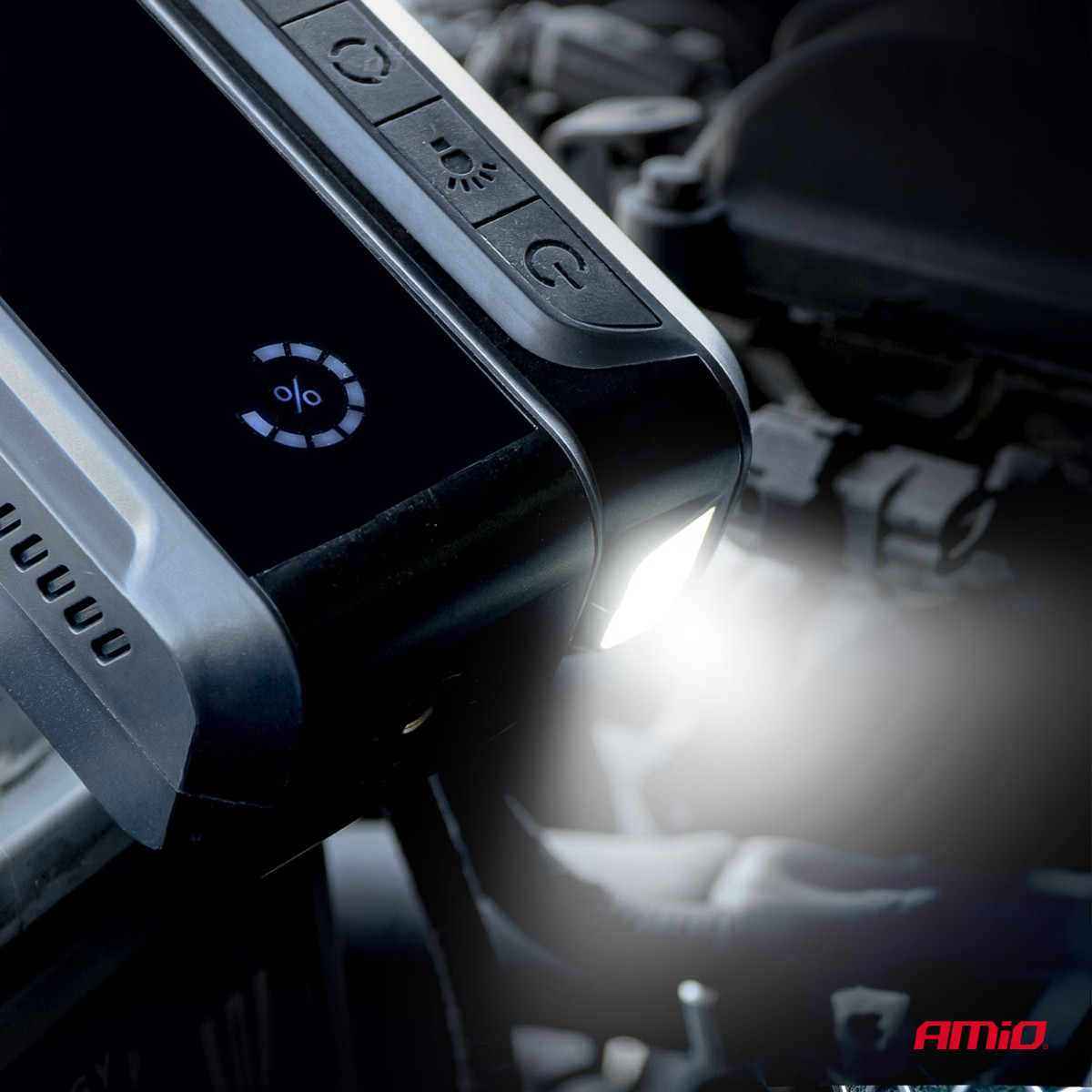 4in1 car jump starter (booster) with compressor, LED flashlight and Powerbank 12V 12Ah 1600A AMIO-04677