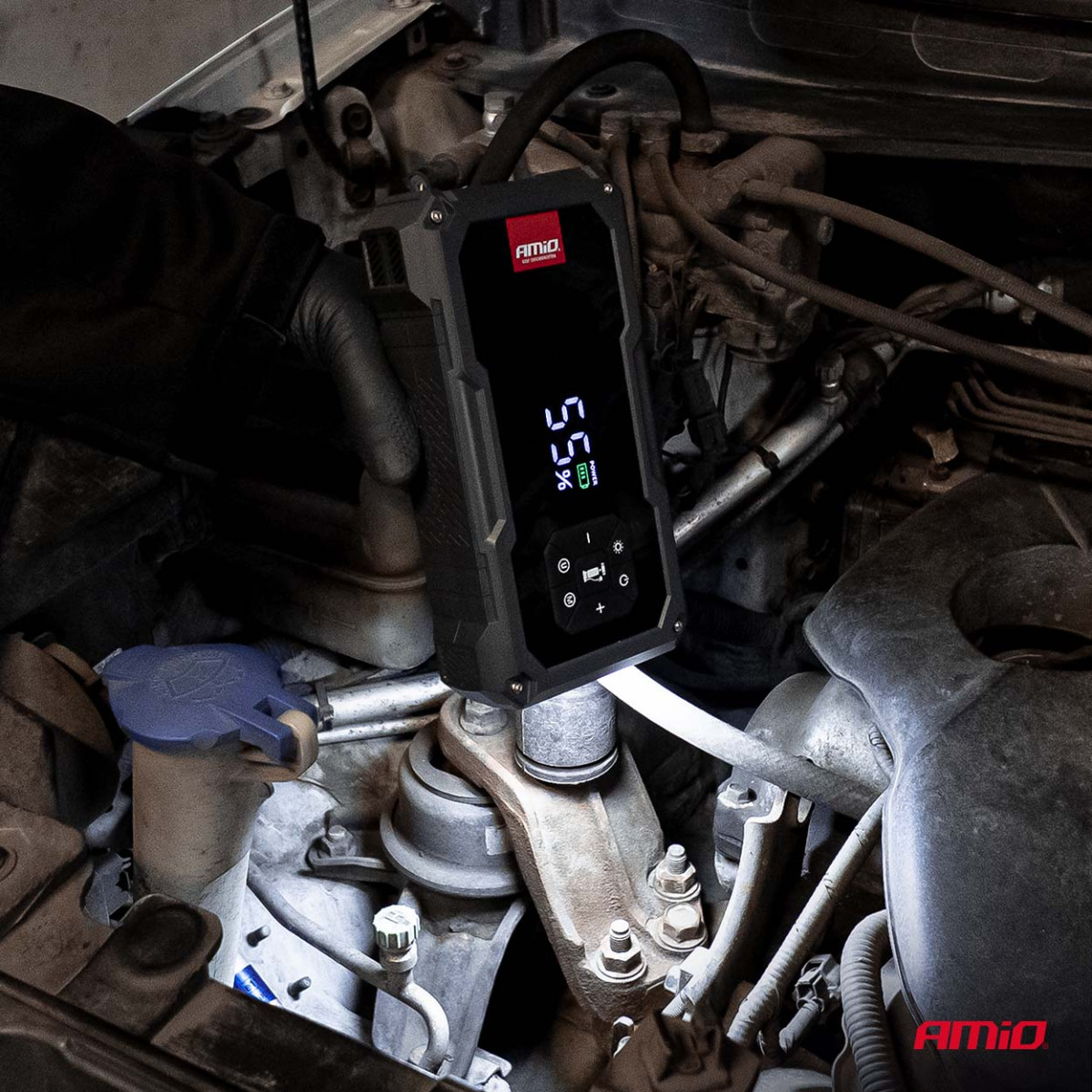4in1 Car Jump Starter/LED/Compressor/Powerbank 12V 7.2Ah 600A PRO AMIO-04674