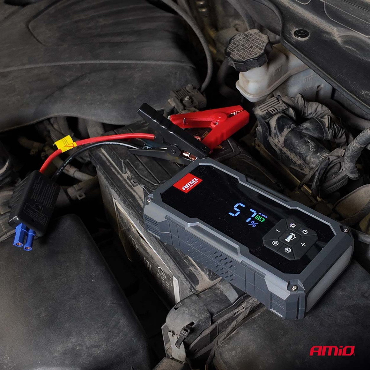 4in1 Car Jump Starter/LED/Compressor/Powerbank 12V 7.2Ah 600A PRO AMIO-04674