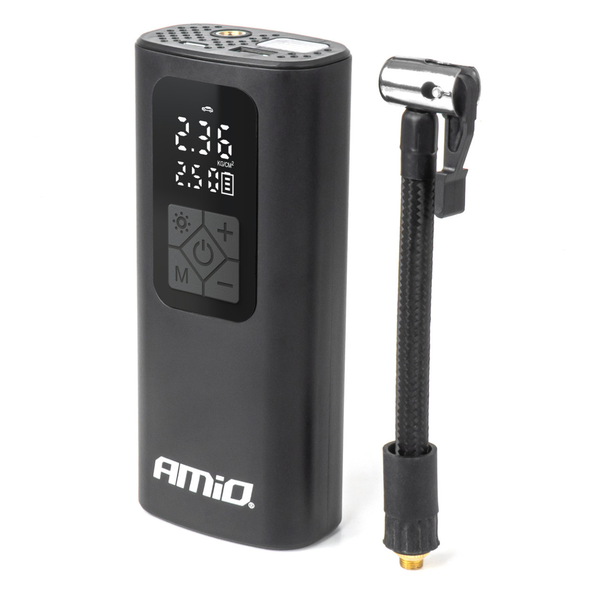 Wireless car compressor 40 W with LED, powerbank and USB-C, AMIO-04377