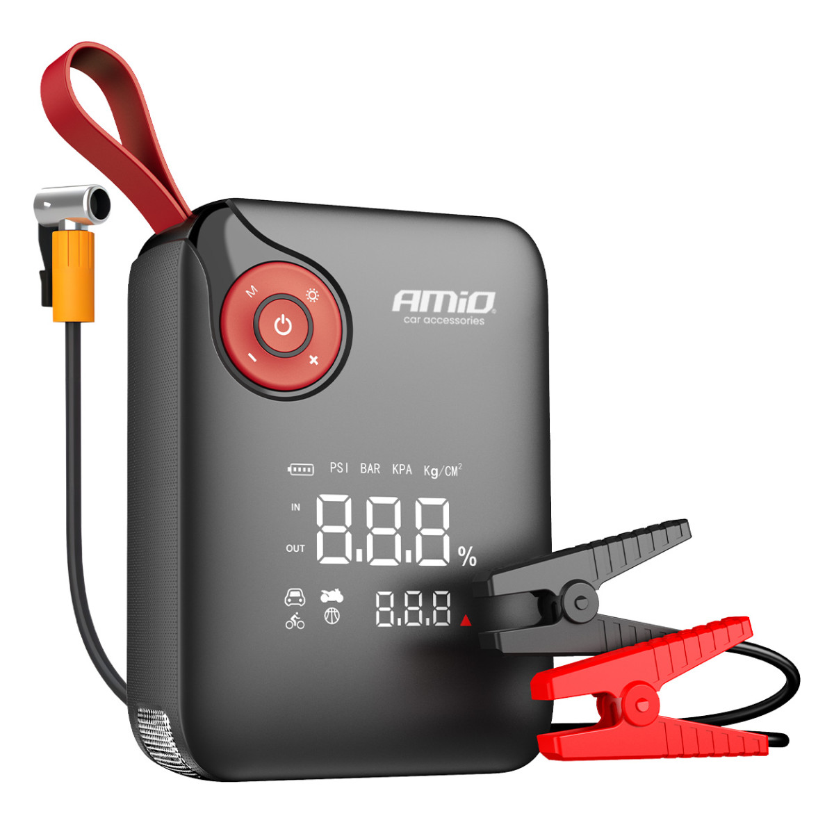Mini 4in1 Car Jump Starter/LED/Compressor/Powerbank 12V 7.2Ah 600A PRO AMIO-04675
