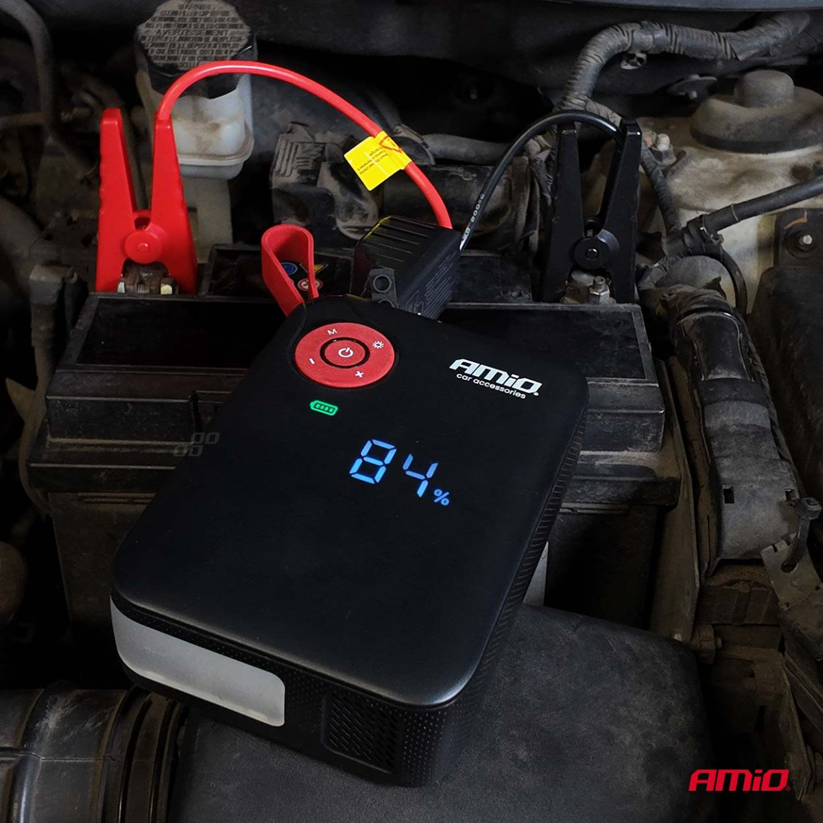 Mini 4in1 Car Jump Starter/LED/Compressor/Powerbank 12V 7.2Ah 600A PRO AMIO-04675