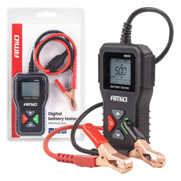 Professional digital battery tester, 2-220 Ah, 6 V / 12 V / 24 V, AMIO-04920
