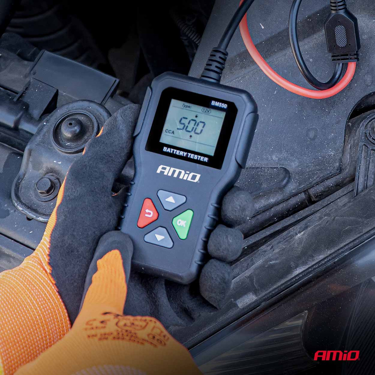Professional digital battery tester, 2-220 Ah, 6 V / 12 V / 24 V, AMIO-04920