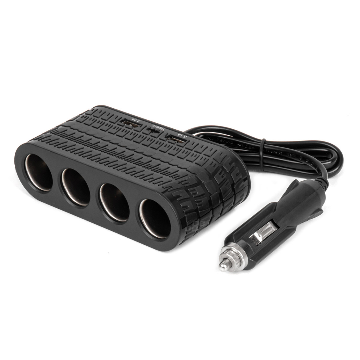 Four-socket extension cord with charger 2x USB-A + 1x USB-C 12/24V 120W 80 cm AMIO-04367