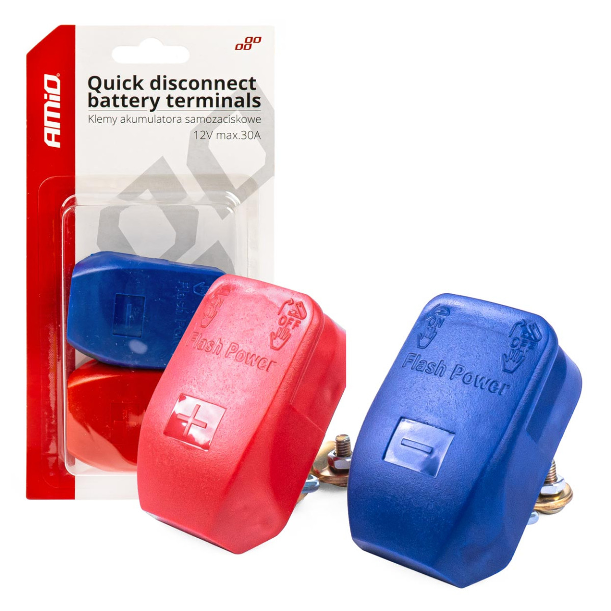 Quick disconnect battery terminals 12V, max 30A AMIO-03020