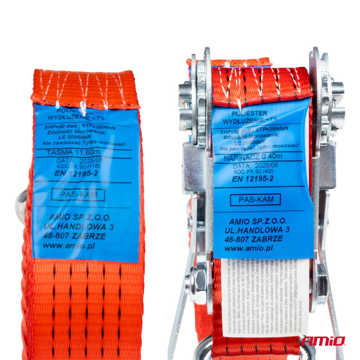 Cargo lashing strap with tensioner 5000 kg, 12 mx 50 mm, AMIO-02022