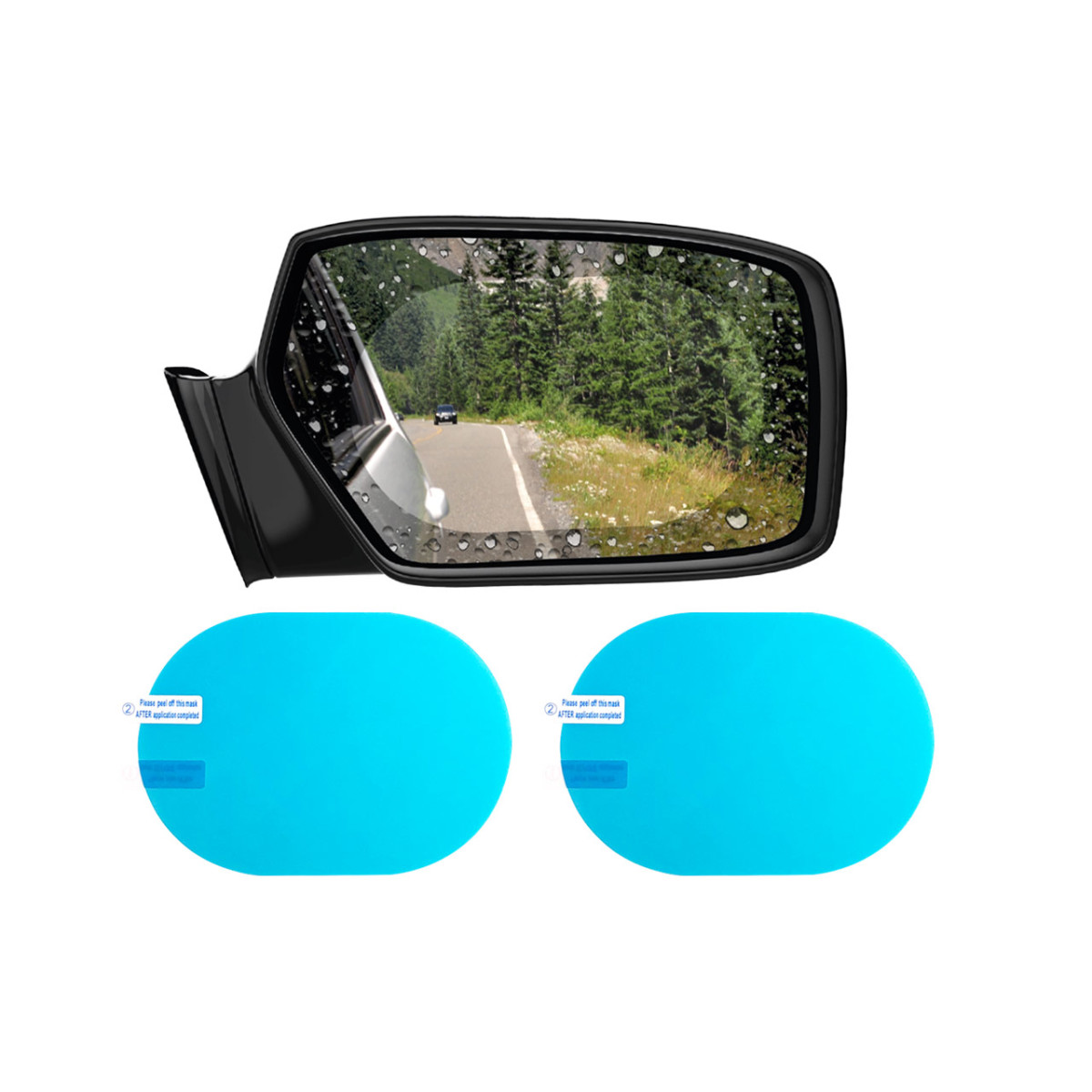 Anti-fog and rain film for side mirrors 135 × 95 mm (2 pcs.) AMIO-02378