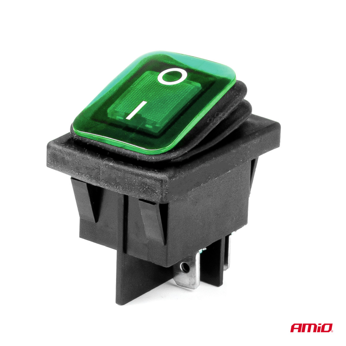 Rectangular switch with green illumination AMIO-03090