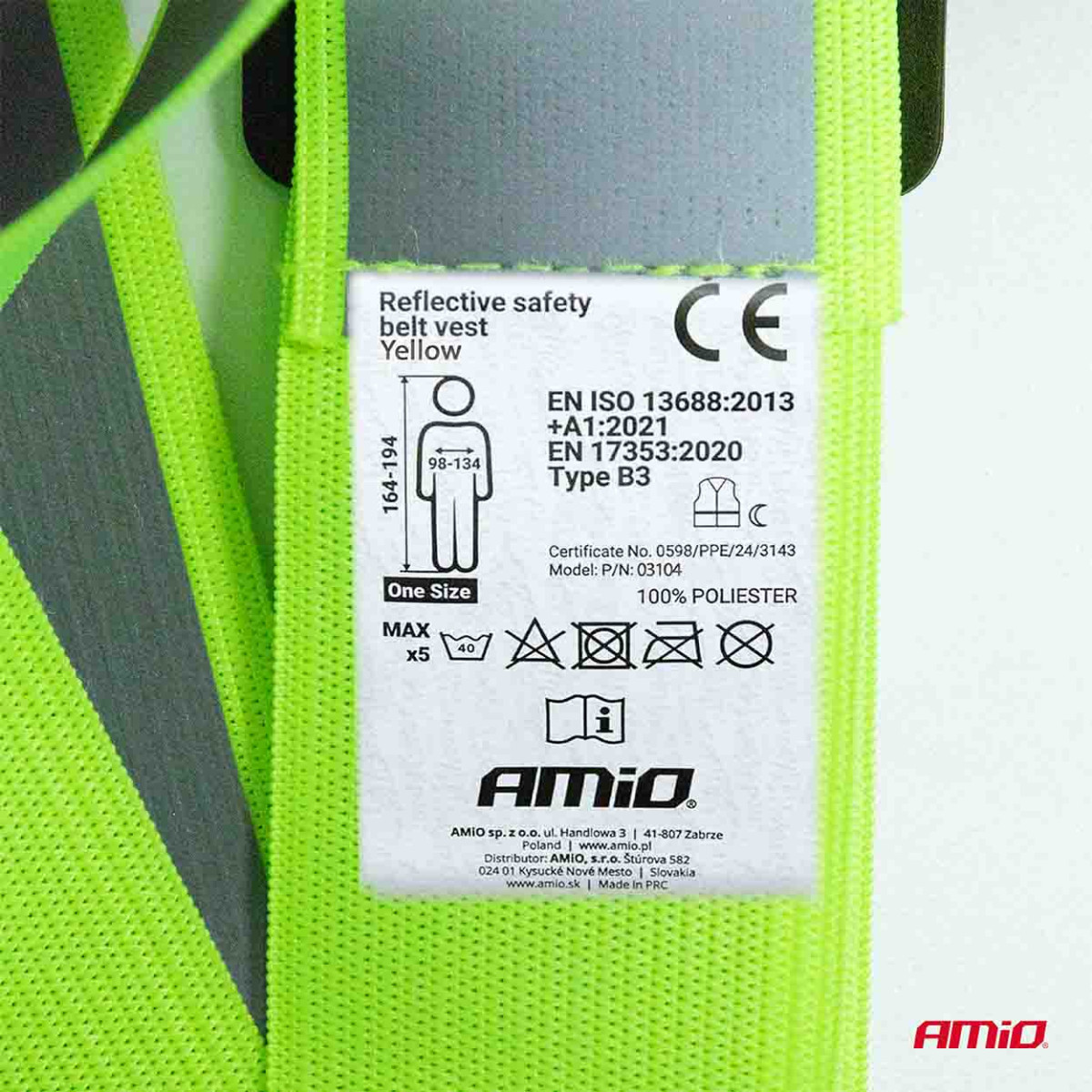 Reflective vest with straps - green AMIO-03104
