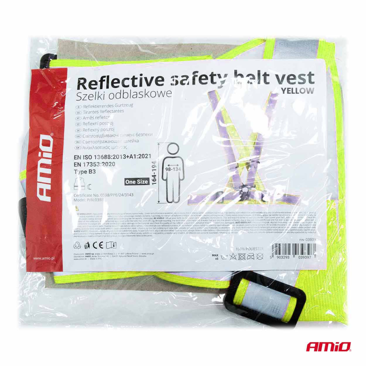 Reflective vest with straps - green AMIO-03104