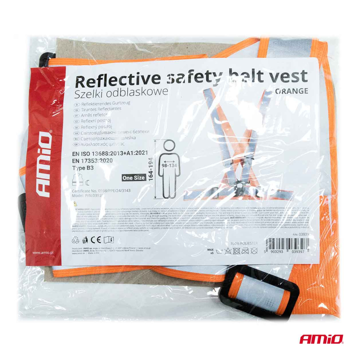 Reflective vest with straps – orange AMiO-03939