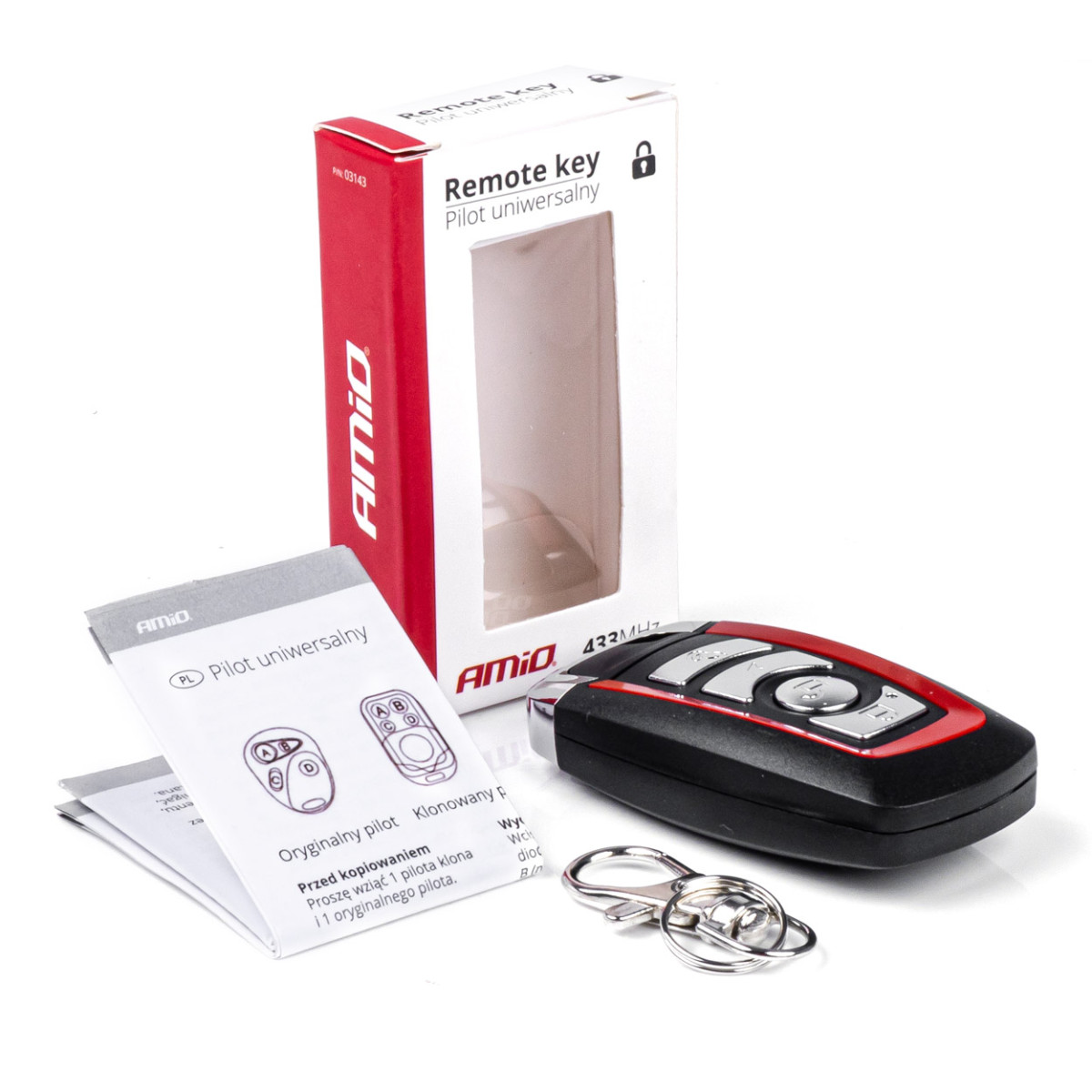 Universal car remote control (key) with 4 buttons AMIO-03143