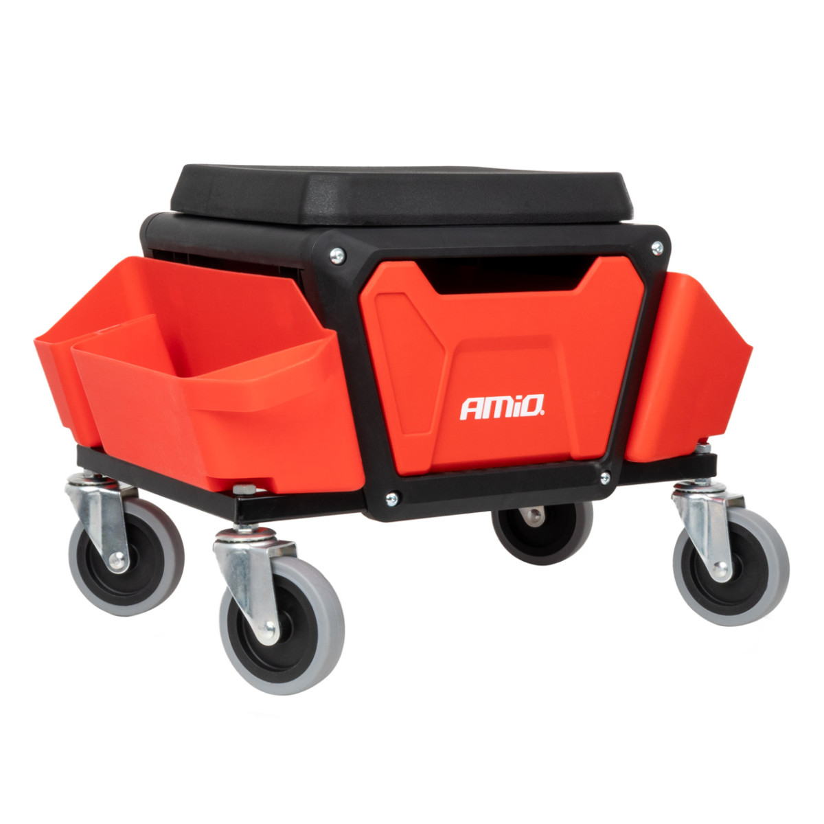 Workshop chair on wheels with tool storage box, 135 kg, AMIO-04268