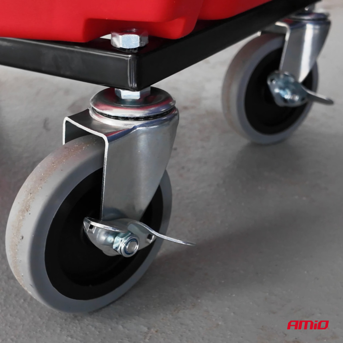 Workshop chair on wheels with tool storage box, 135 kg, AMIO-04268
