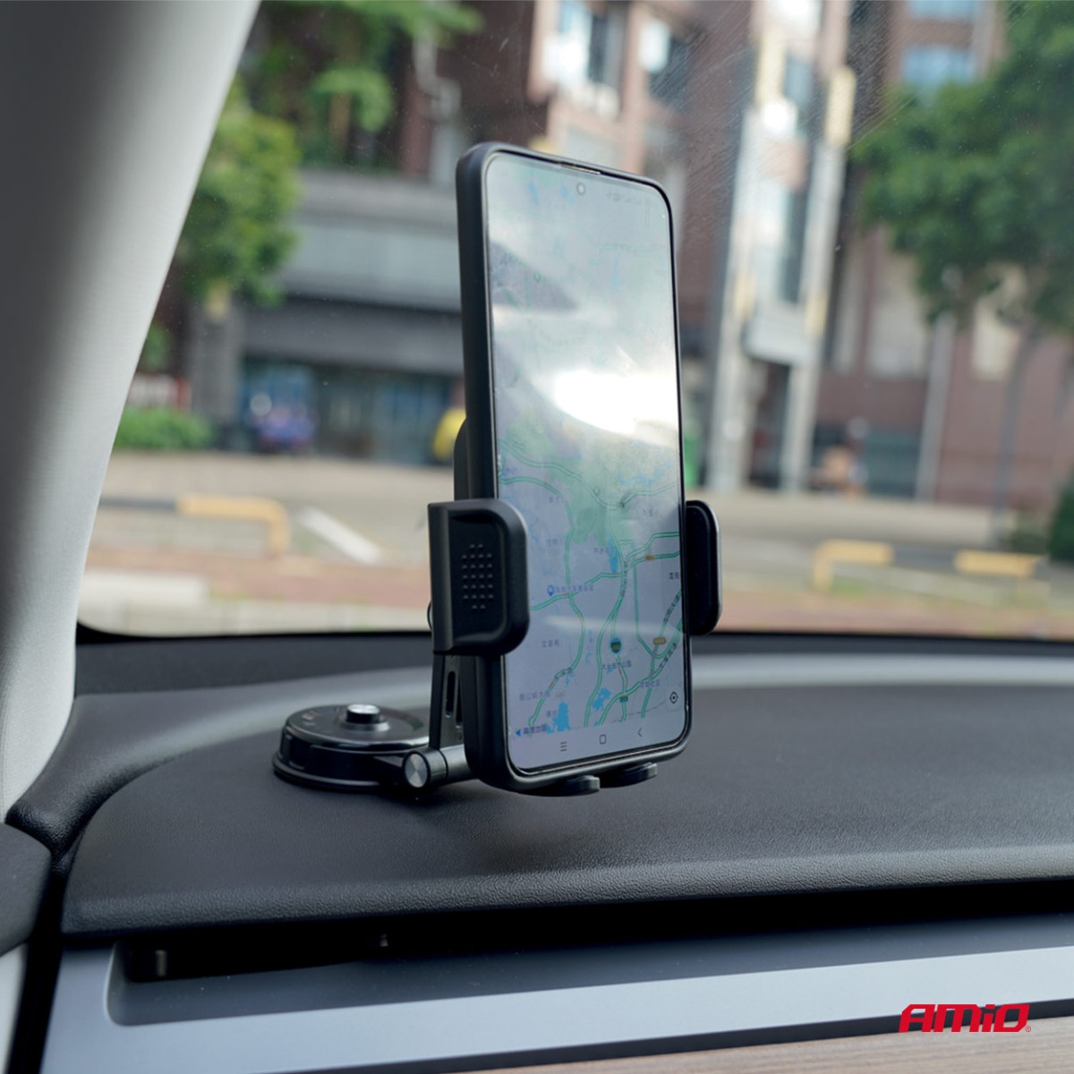 Phone holder 2in1 - for air vents/on dashboard, rotates 360°, AMIO-04138