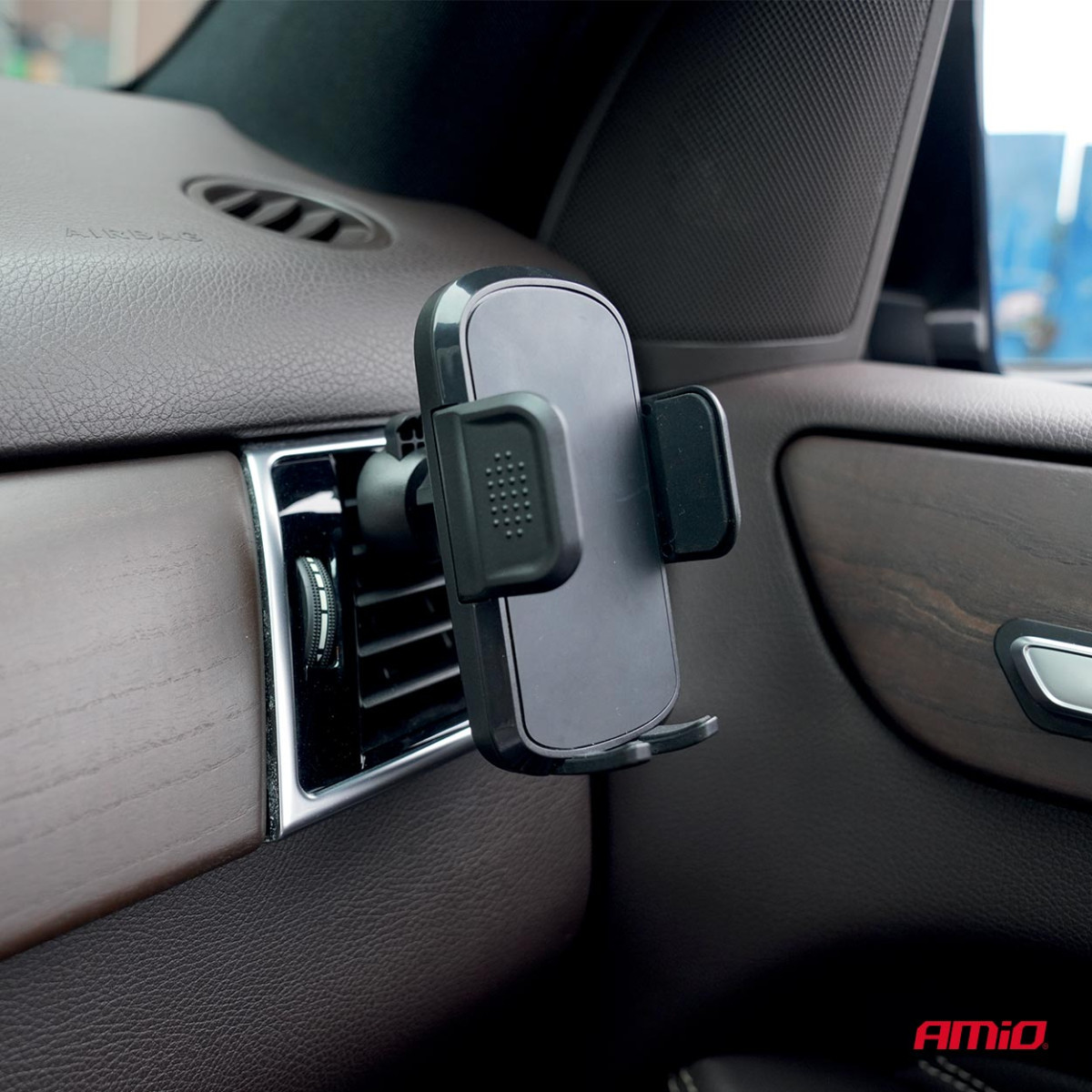 Phone holder 2in1 - for air vents/on dashboard, rotates 360°, AMIO-04138