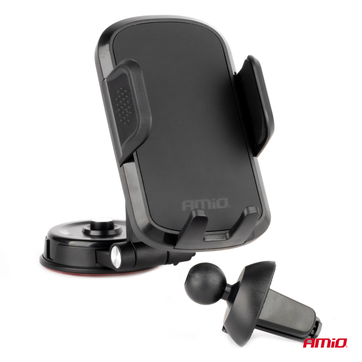 Phone holder 2in1 - for air vents/on dashboard, rotates 360°, AMIO-04138