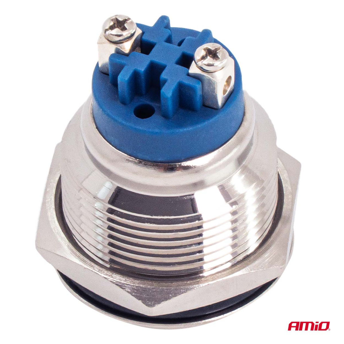 Round metal switch ON/OFF 19 mm, 5 A, 12/230 V AMIO-04474