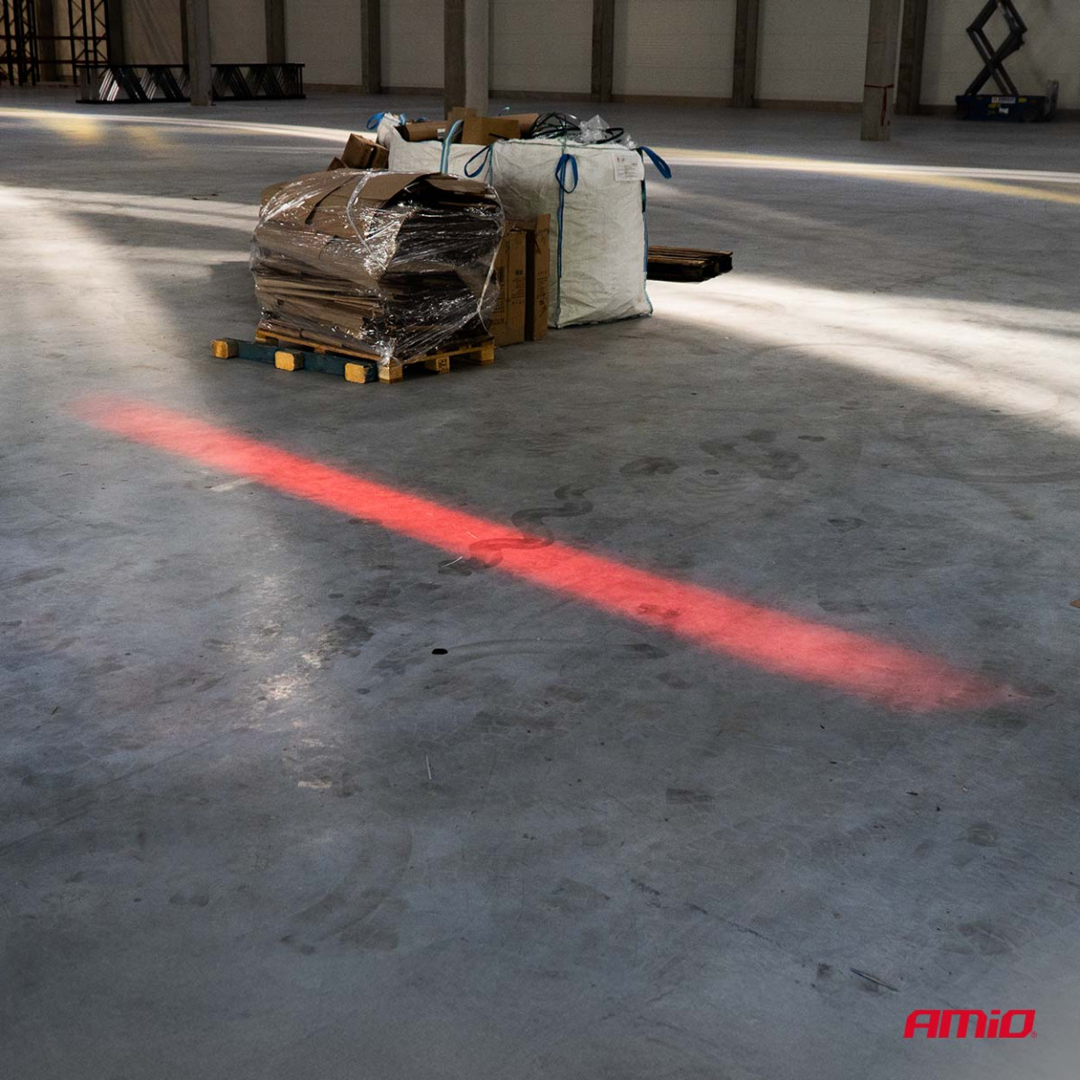 Safety zone light for forklifts, red light, 10W 10–80V IP6K9K AMIO-04868
