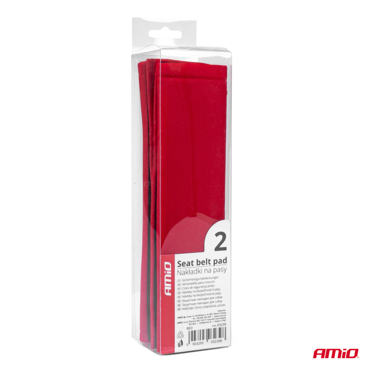 Seat belt pads, red, 2 pcs.