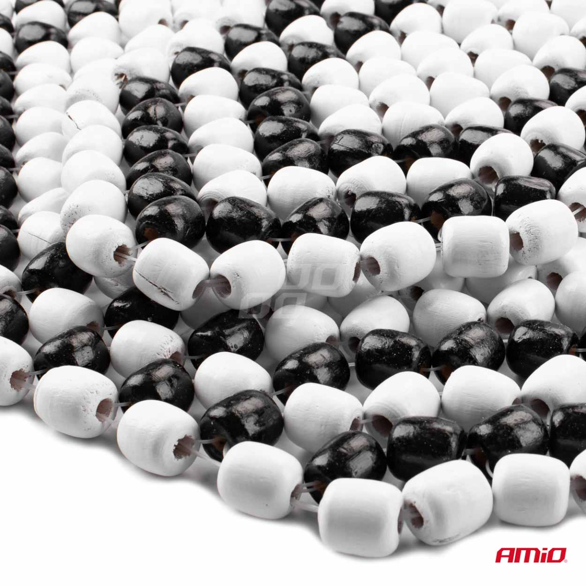 Wooden bead car seat mat 128 x 38 cm - black / light cream