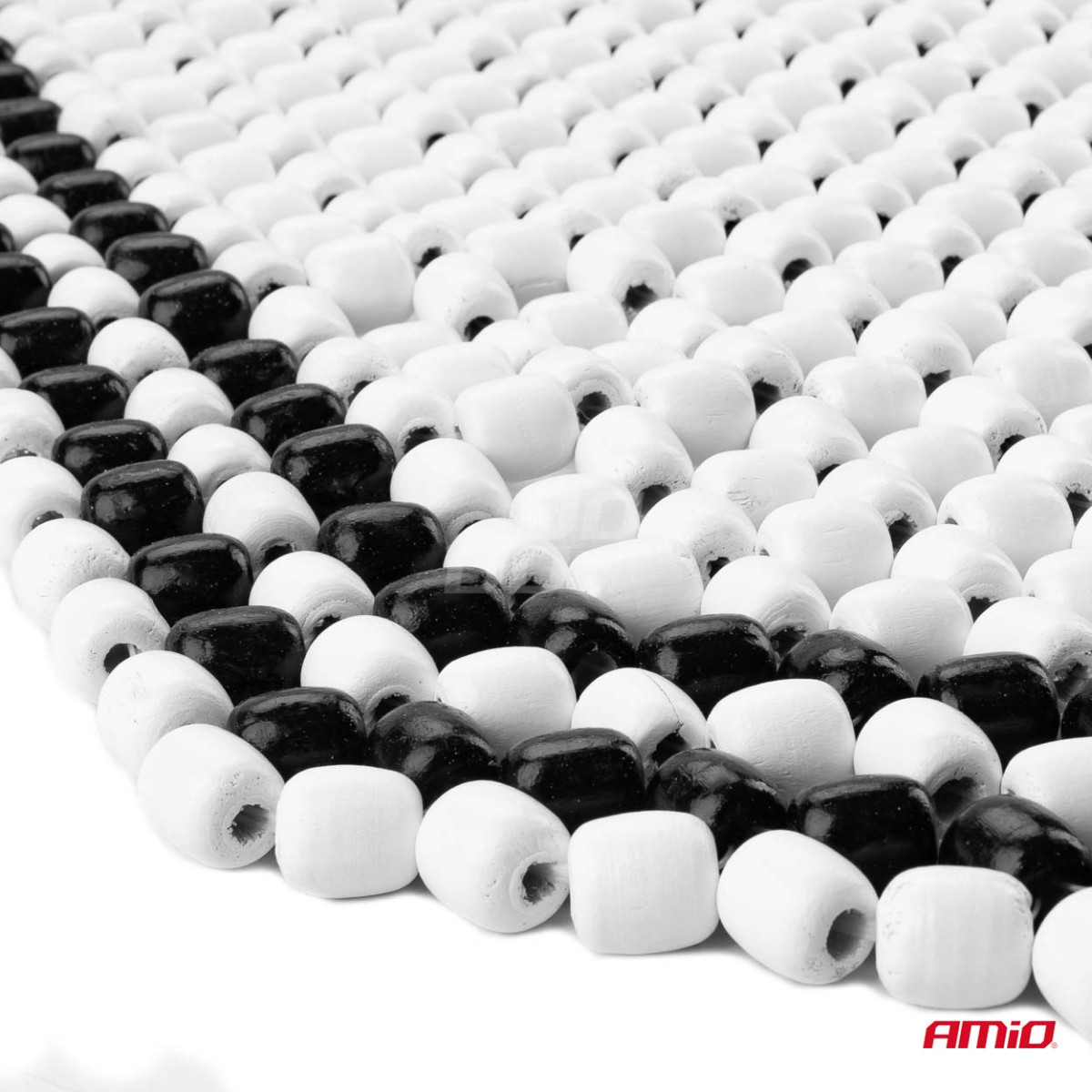 Wooden bead car seat mat 128 x 38 cm - black / light cream