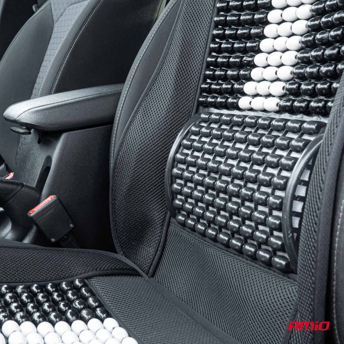 Car seat mat with beads 131 x 46 cm - black