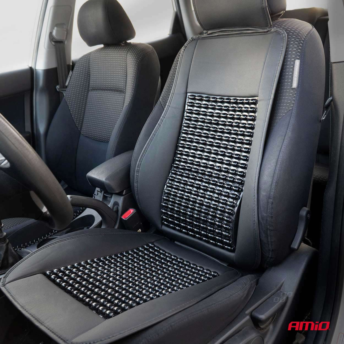 Car seat mat with beads 147 x 48 cm - black