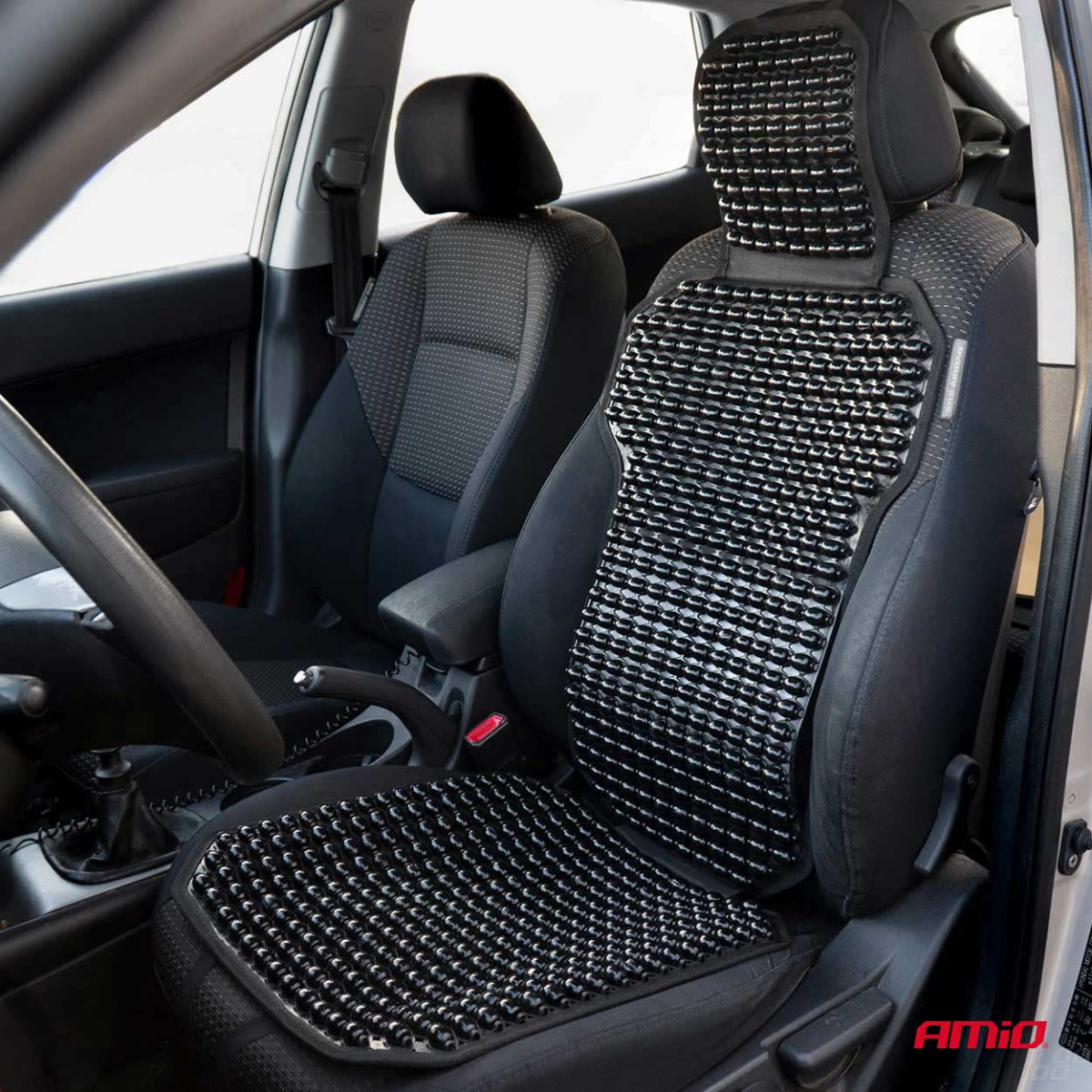 Car seat mat with beads 126 × 44 cm - black