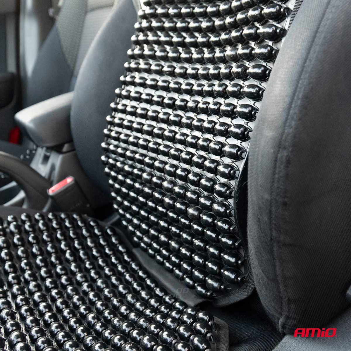 Car seat mat with beads 126 × 44 cm - black